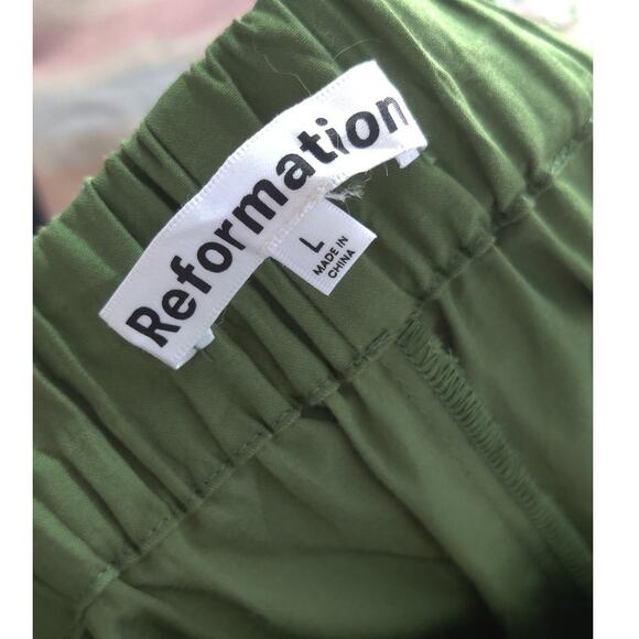 Reformation Organic Cotton Green Elastic Waist A-line Maxi Skirt Size L - Picture 3 of 5